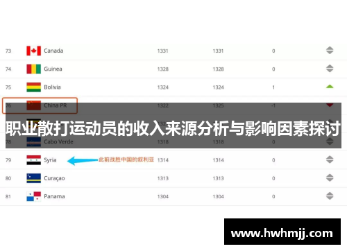 职业散打运动员的收入来源分析与影响因素探讨